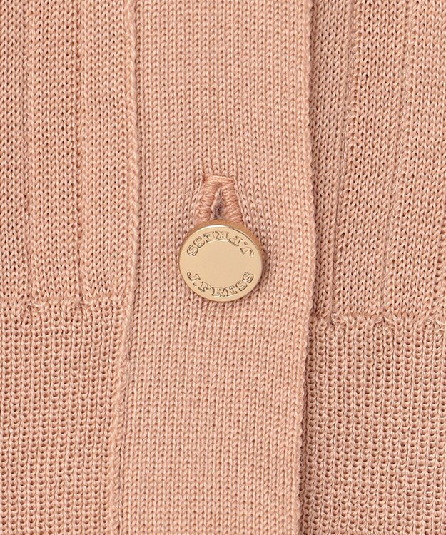 J.PRESS LADIES 【洗える・イージーケア】 SYNTHETIC BASIC ワイドリブ クルーネック カーディガン ライトオレンジ系