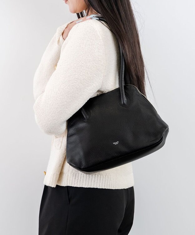 blancle シュリンクレザー 舟形ボストン ブラック