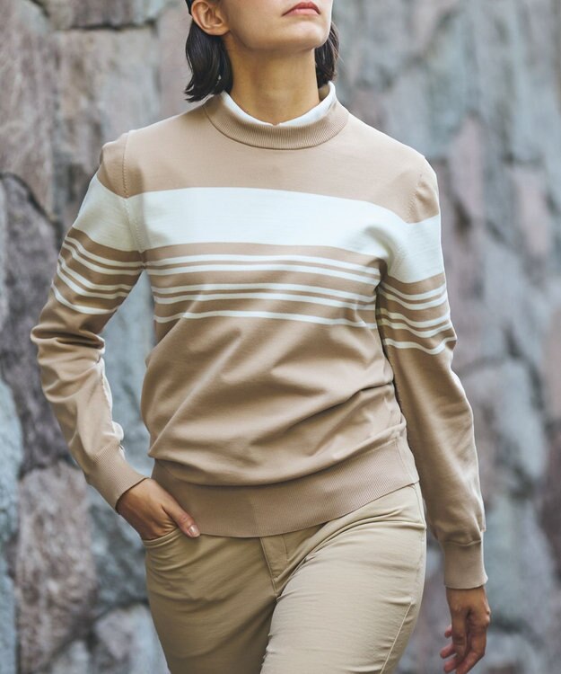 ZERO HALLIBURTON 【セットアップ可能】 ホールガーメントモックネックロングシャツセーター ZHG-W4A 7b 82878 ゴルフウェア ベージュ