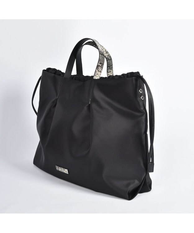 LA BAGAGERIE ドローストリング2WAYトート Mサイズ ブラック×パイソン