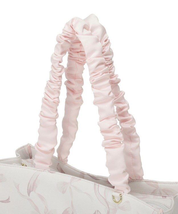Maison de FLEUR リボン柄ギャザーハンドルスクエアトート Pink
