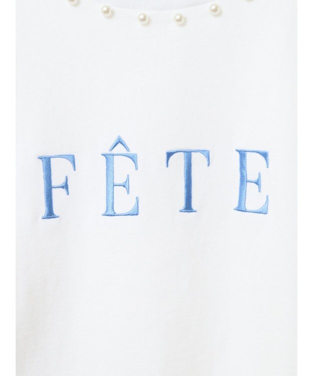 earth music&ecology 襟パール刺繍ロゴＴシャツ White