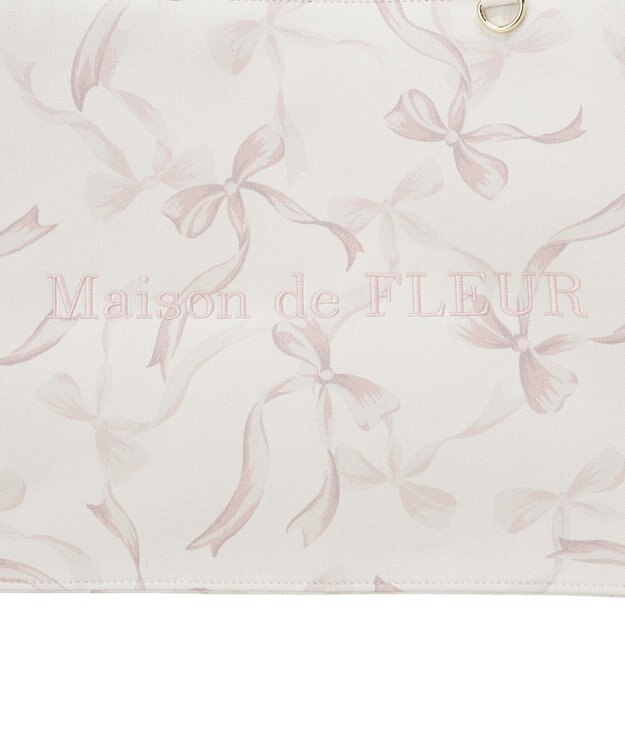 Maison de FLEUR リボン柄ギャザーハンドルスクエアトート Pink