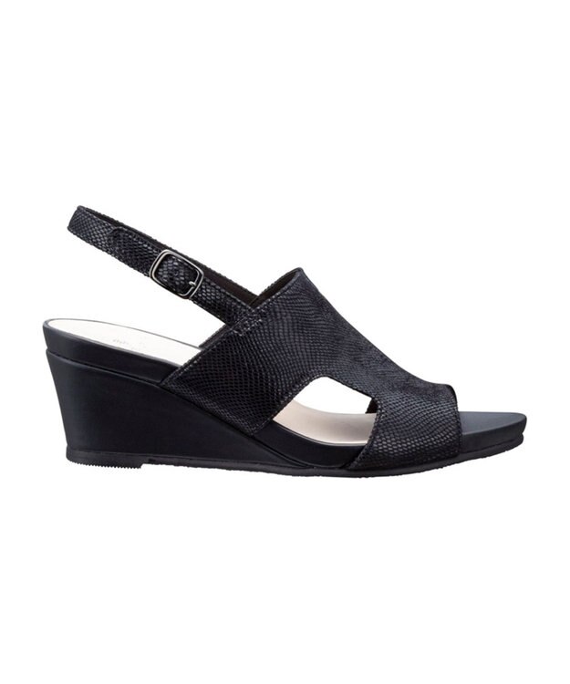 REGAL FOOT COMMUNITY 【ビューフィット】A61Y ウエッジサンダル サンダル ブラック型押