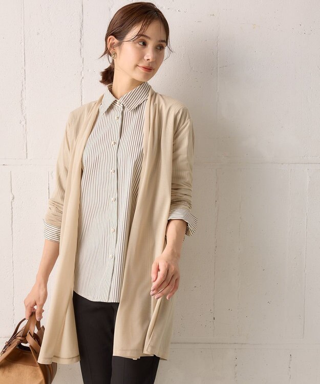 組曲 【WEB限定】シアーツイルジャージー ロングカーディガン ベージュ系