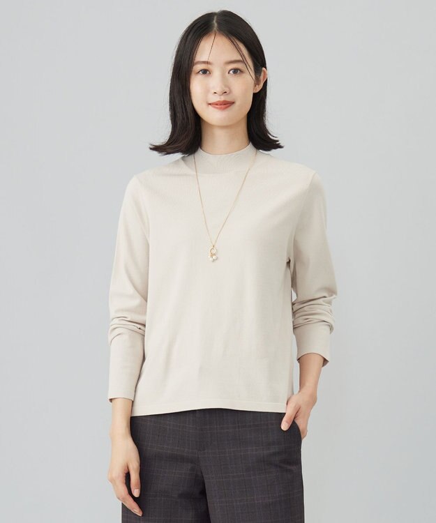 J.PRESS LADIES L 【洗える】PRINCE ハイネック ニット ベージュ系