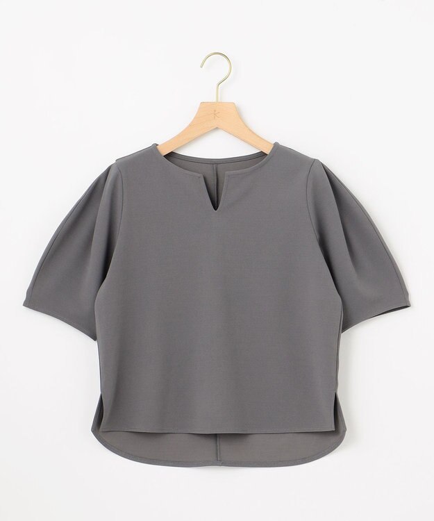 組曲 S 【WEB限定】ジョーゼットジャージーランタンスリーブ5分袖 ブラウス グレー系