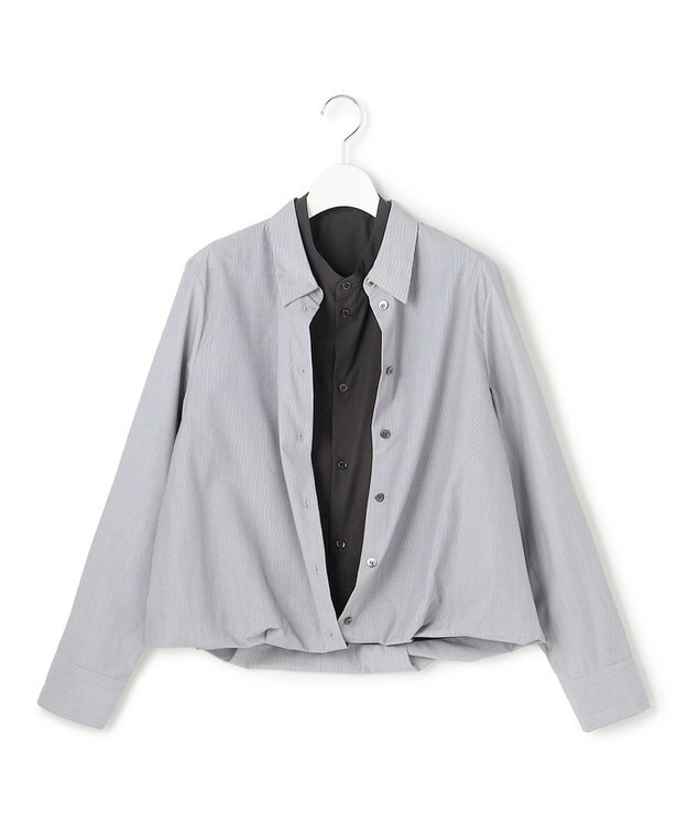 ICB L 【洗える】レイヤードシャーティング ブラックストライプ系