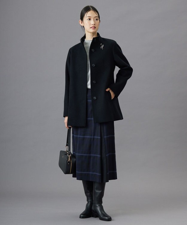 J.PRESS LADIES S 【洗える】CASHMERE BLEND スタンドカラー ニット トップグレー系