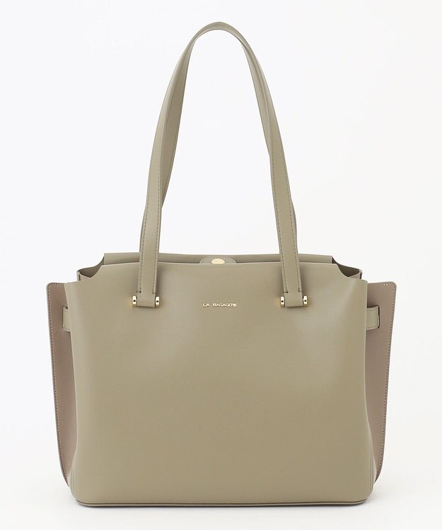 LA BAGAGERIE コンビカラーA4トートバッグ カーキ
