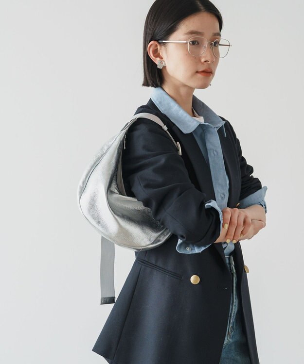 russet ソフトレザーラウンドショルダーバッグ【シルバー】(CE-1470-WEB) Silver