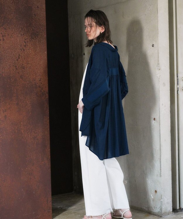 YECCA VECCA リブMIXシアーオーバーシャツ Dark Green