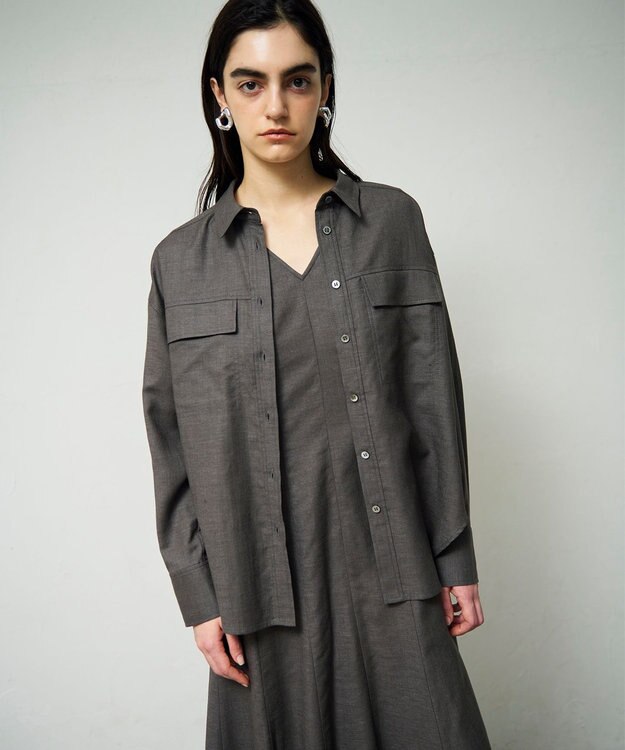 GRACE CONTINENTAL トリアセリネンオーバーシャツ チャコール