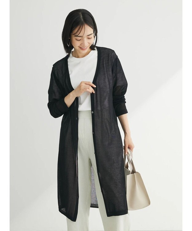 Green Parks 推しニット　ロング丈カーディガン Black