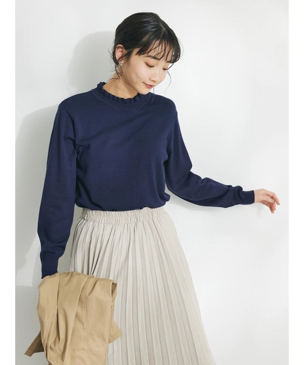 CRAFT STANDARD BOUTIQUE エリシャーリングニットプルオーバー Navy
