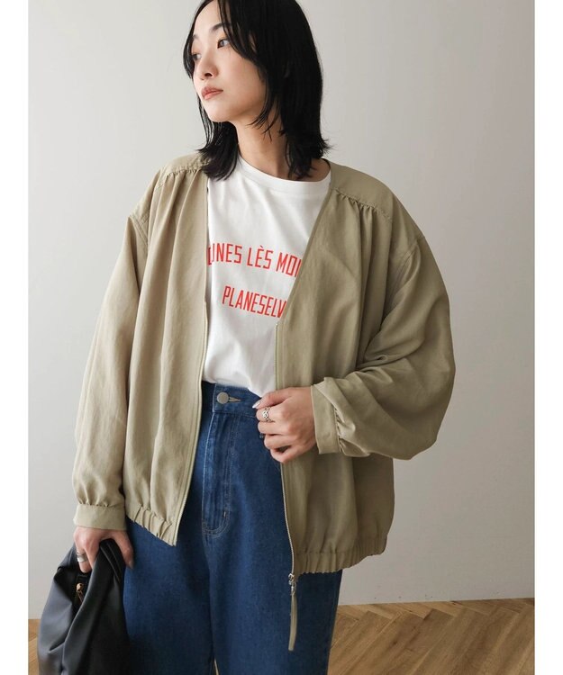 Green Parks イージーケア　Ｖネックブルゾン Khaki