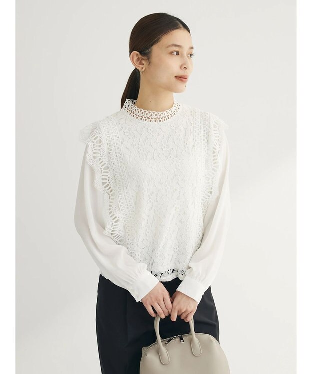 Green Parks ・Ｐｅｔｉｔ　Ｆｌｅｕｒ　イロイロレースブラウス Off White