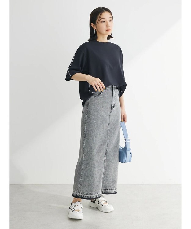 Green Parks ライン使いポンチカットプルオーバー Black