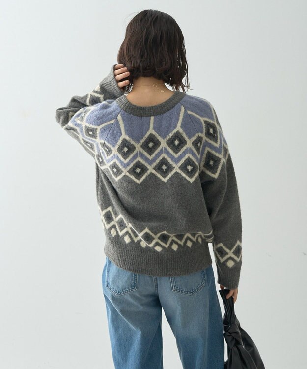 AMERICAN HOLIC フェアアイル柄ニットプルオーバー Gray Mixture