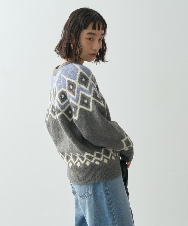 AMERICAN HOLIC フェアアイル柄ニットプルオーバー Gray Mixture