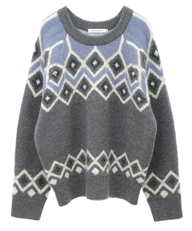 AMERICAN HOLIC フェアアイル柄ニットプルオーバー Gray Mixture