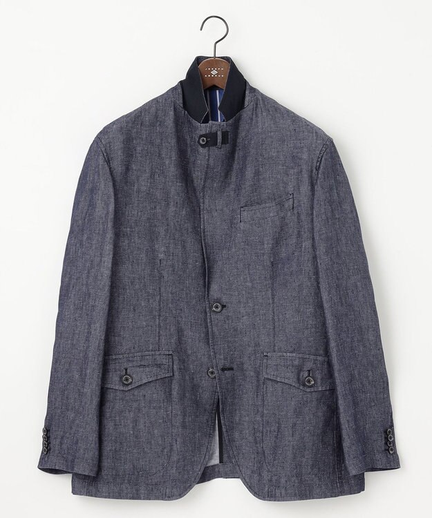 JOSEPH ABBOUD 【JAPANファブリック/セットアップ/清涼】LINEN DENIM ジャケット ネイビー系