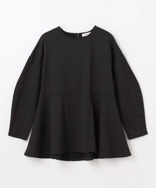 ANY ジョーゼット裏起毛ペプラムプルオーバー ブラック