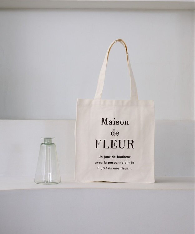 Maison de FLEUR ブランドロゴ刺繍スクエアトートバッグ Brown