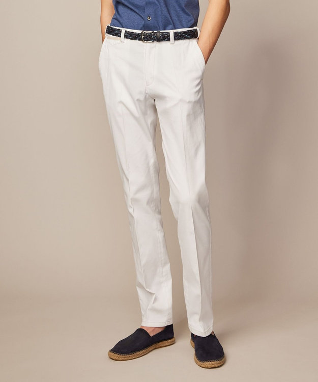 JOSEPH ABBOUD 【ウエストも伸びる！】オーガニックストレッチ パンツ ホワイト系