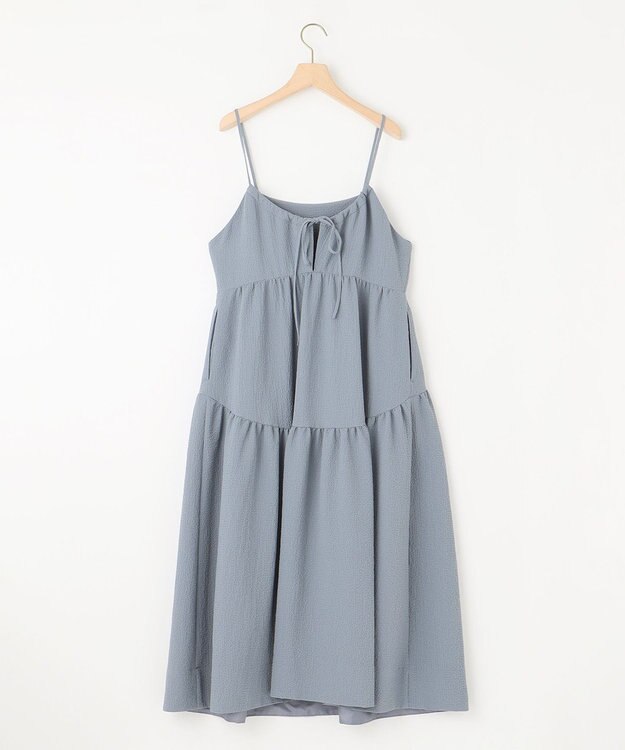 組曲 【WEB限定】クレープストレッチ ティアードキャミワンピース ダスティブルー系