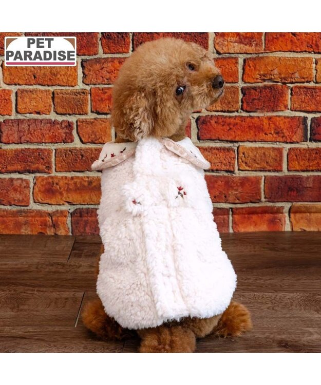 PET PARADISE ペットパラダイス お花刺繍 ボアベスト  小型犬 ホワイト