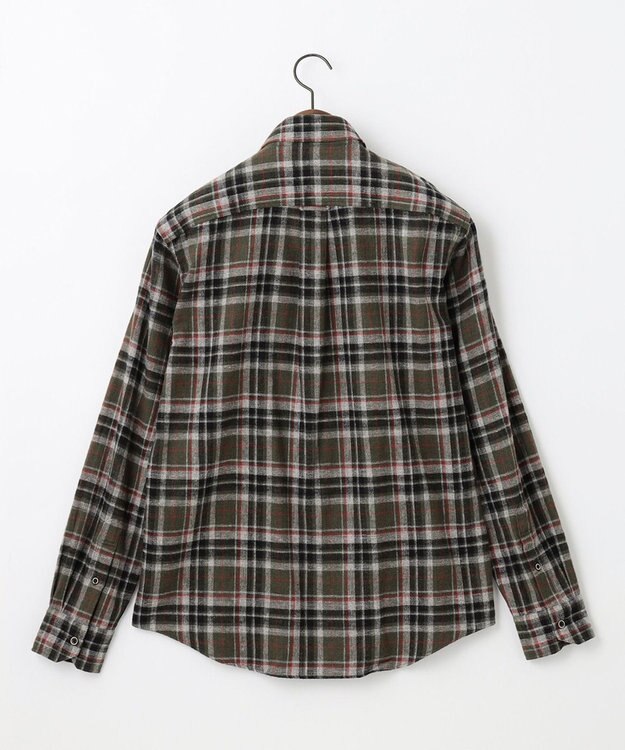 JOSEPH ABBOUD 【キングサイズ・柔らかな肌触り/暖かい】 ラフィーコットンフランネルシャツ カーキ系4