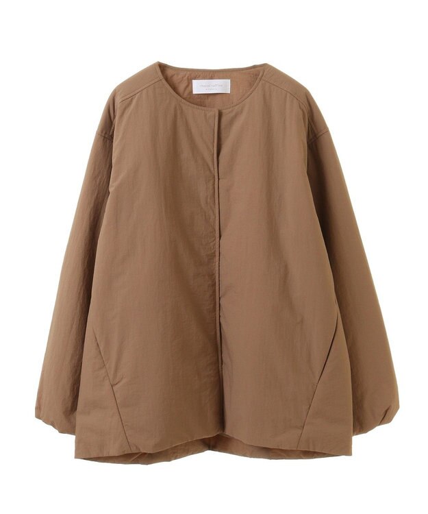 Green Parks シームレスライト中わたノーカラーブルゾン Camel