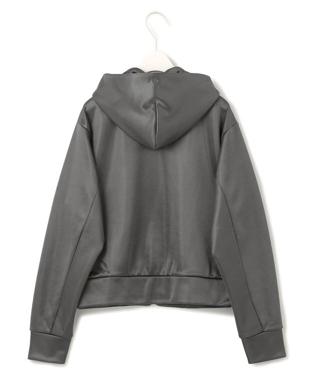 ICB 【洗える】サテンボンディング ジップアップパーカー チャコール系