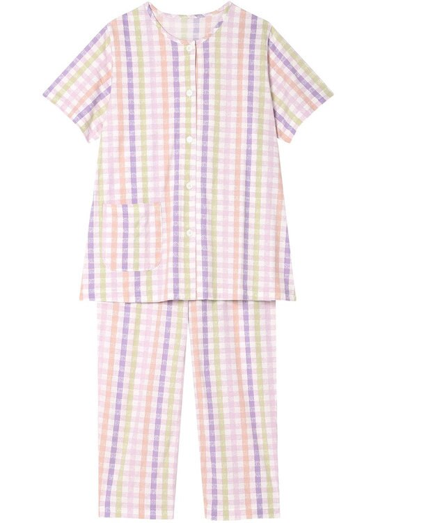 Wing ウイングスリープ パジャマ 5分袖 8分丈 綿100％ 天竺素材 レディース EP8025 ウイング／ワコール パープル