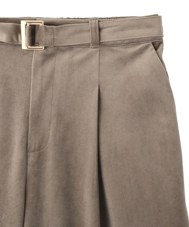 YECCA VECCA ベルテッドカルゼ起毛ワイドパンツ Gray Beige