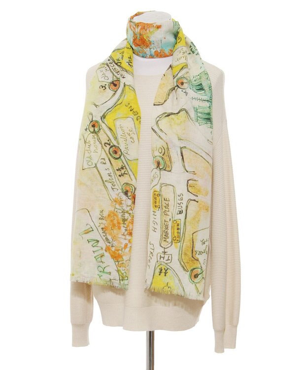 MOONBAT ハナト (Hanato) シルクコットンストール タウンマップ レモンイエロー