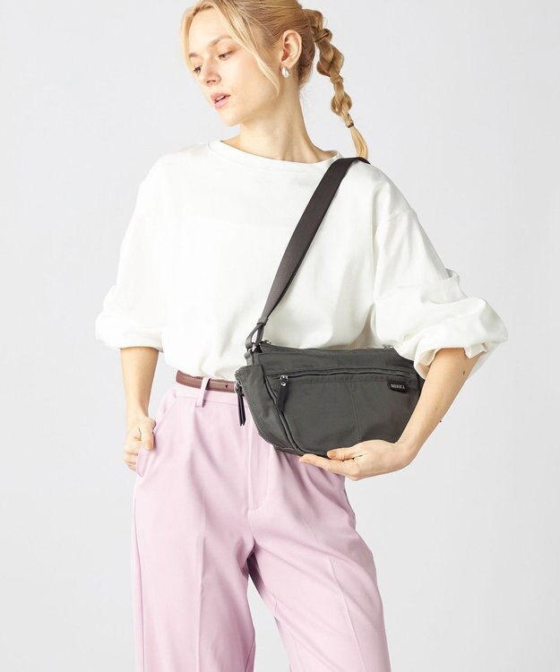 LA BAGAGERIE 【MONICA】サイドジップミニショルダーバッグ ダークグレー