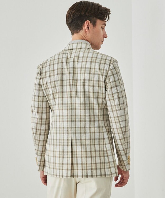 GOTAIRIKU 清涼サッカー素材【通気性/軽量】空羽サッカー マドラスチェック シャツジャケット グレー系4