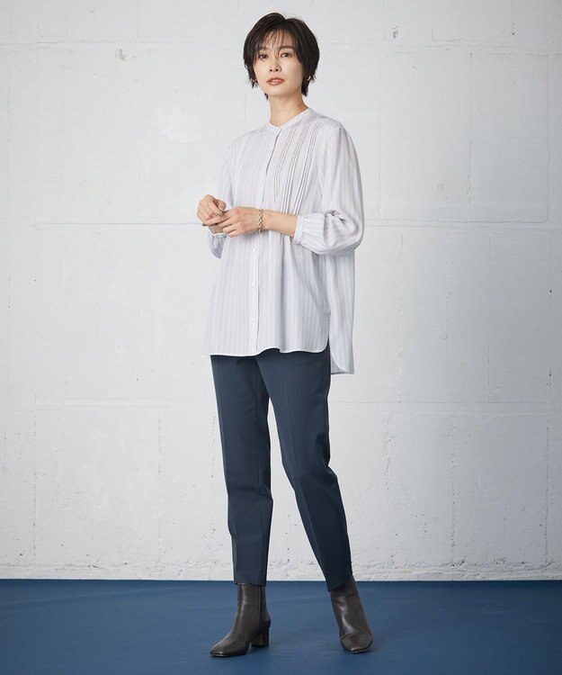 J.PRESS LADIES L 【洗える】アルガンシルク テーパード パンツ ダークグリーン系