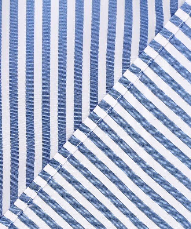 #Newans 【洗濯機可】ロールアップカフスシャツ ブルーストライプ
