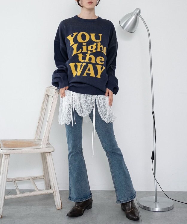 WEGO 【洗える】グラフィックニットBIGプルオーバー 柄3