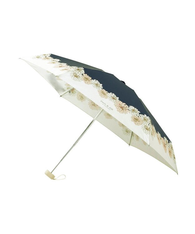 MOONBAT 【UVカット/コンパクト】ポール & ジョー (PAUL & JOE ACCESSOIRES) 折りたたみ雨傘 クリザンテーム ネイビーブルー