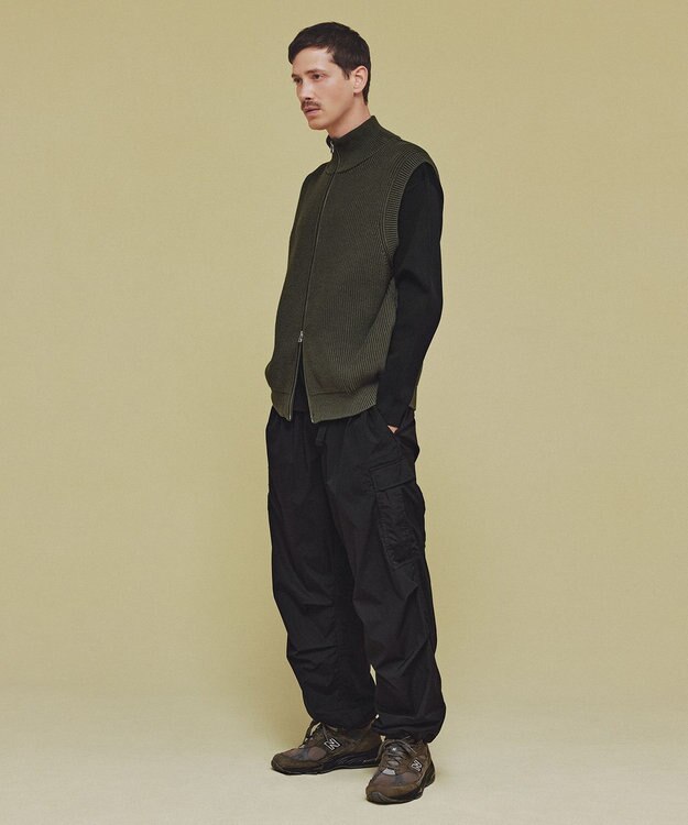 UNFILO MENS スウェットライク ジップベスト [24年秋冬商品] カーキ
