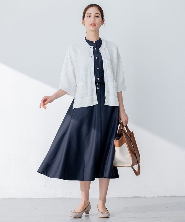 組曲 【洗える・涼感】シアーボイル スカート ネイビー系