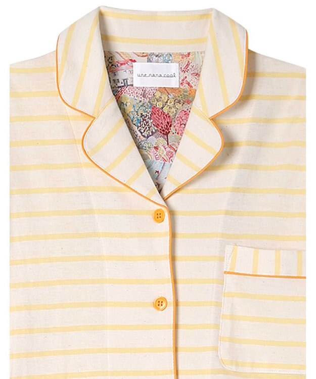 une nana cool 【綿100%】コットンボーダーパジャマ MADE WITH LIBERTY FABRIC イエロー