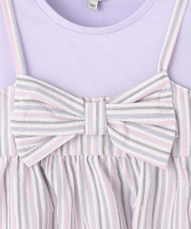 ANY KIDS キャミソール ドッキングTシャツ ラベンダーストライプ