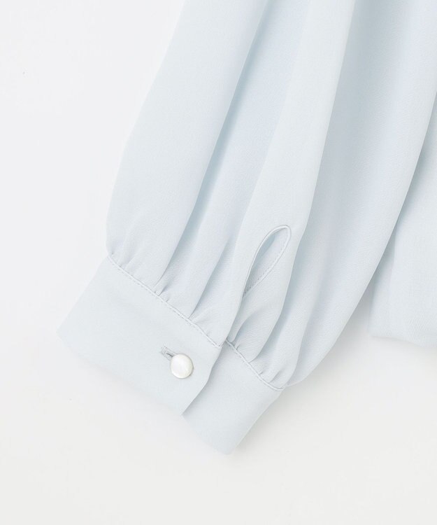 自由区 【XSサイズ～/洗える】ロイヤルシフォン デザインブラウス スカイブルー系