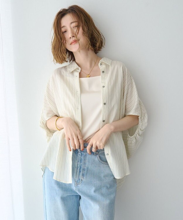YECCA VECCA ストライプ柄シャツ Ivory