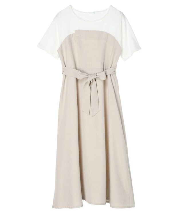 Green Parks 共ベルト付きビスチェ風ドッキングワンピース Light Beige